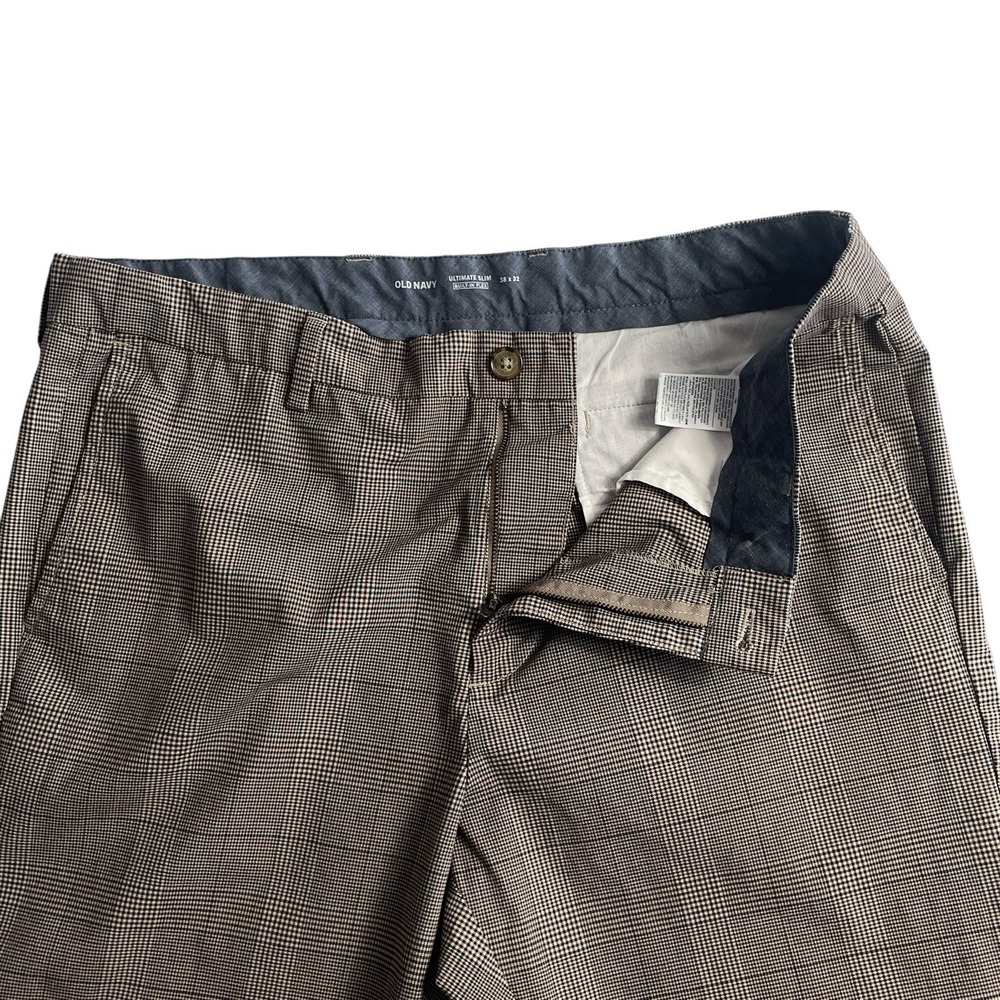 Old Navy Mens 38x32 Ultimate Slim Plaid Pants Built In Flex Stretch Chino - Picture 8 of 11